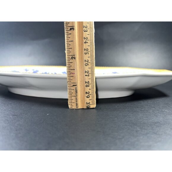 Antique German Porcelain Celery Dish 11.5"  Hand Painted Floral Luster Trim - Picture 7 of 7